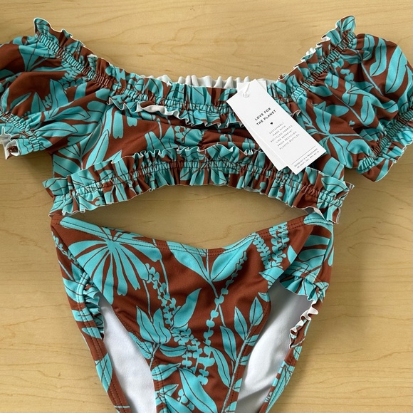 Janie And Jack Tropical Print Two Piece Swimsuit - Picture 2 of 5